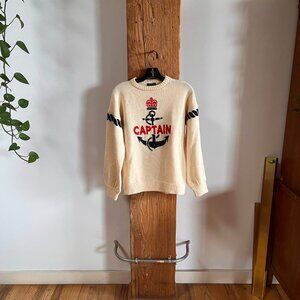 Vintage Novelty Captain White Sweater
